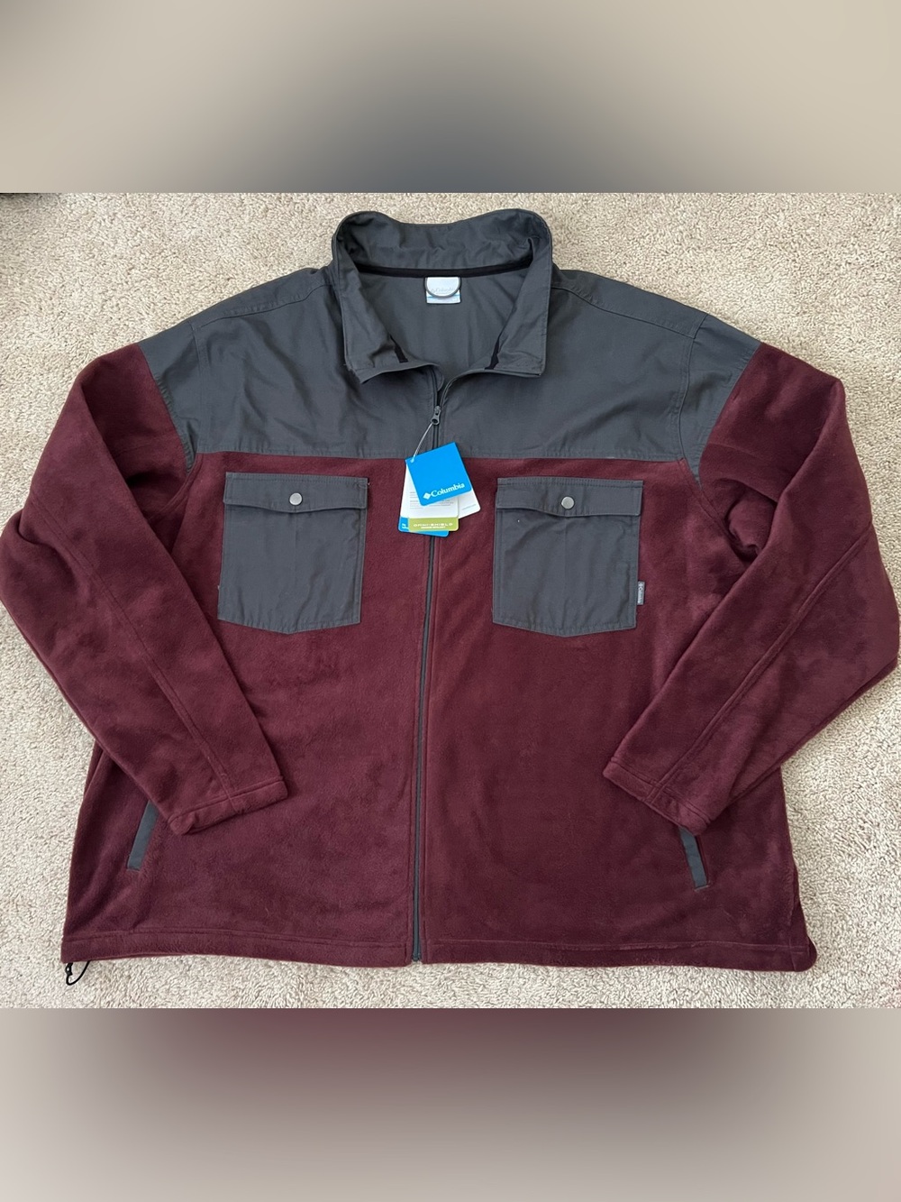 NWT Columbia Jacket Men’s 5XL Burgundy Fleece Outdoors